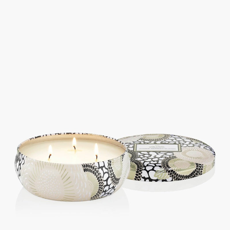 Voluspa Jasmine Midnight Blooms 3 Wick Tin Candle 12oz