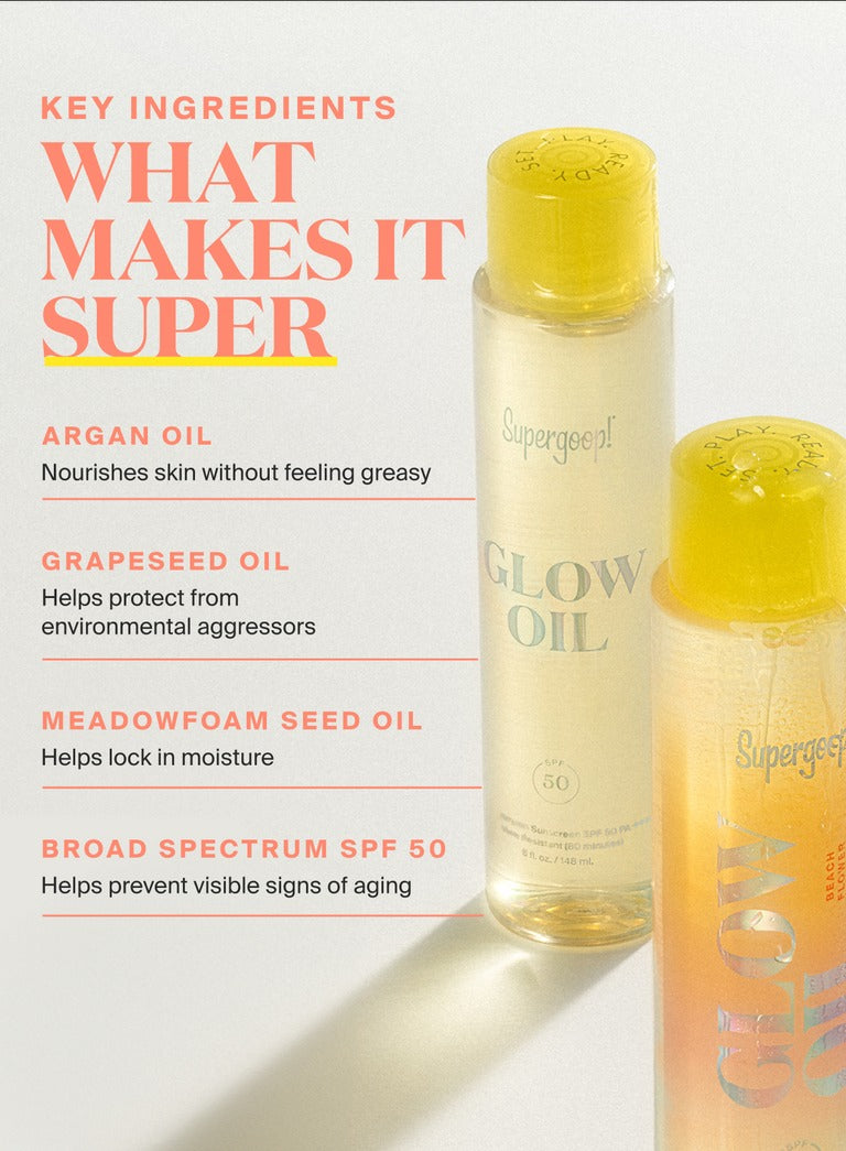 Supergoop! Glow Oil SPF50 Body Oil Beach Flower 5oz