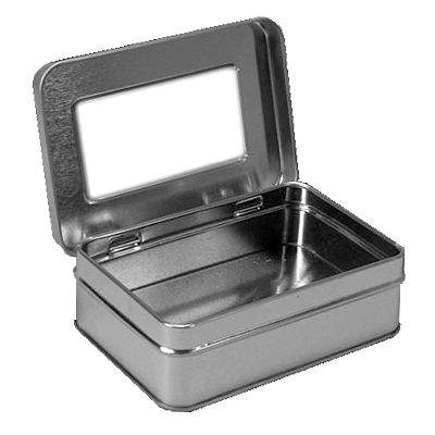 Tin Rectangular Hair Pin Box with Clear Top 187117  